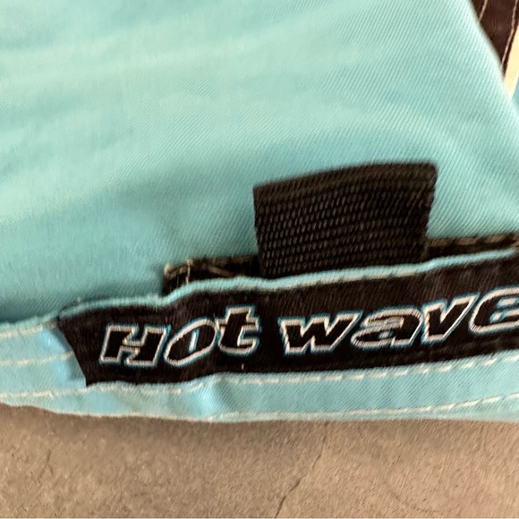Turquoise and Navy Tie Front Lightweight Sporty Shorts L - Picture 3 of 5